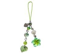 Delicato ornamento a forma di cuore con Plumeria moda telefono appeso ornamento struttura in lega adatto per giovani adulti presente lega portachiavi accessorio, Verde, Taglia unica