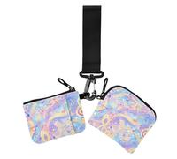 Delicato portamonete colorato con musica dei cartoni animati, porta carte di credito, sottile, portatile, con cerniera, portamonete con portachiavi, per signora, 2 pezzi, delicata musica dei cartoni