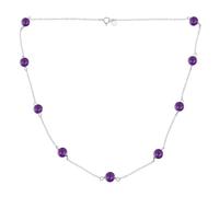 Delicato Semplice Autentico Collana Tin Cup Con Perle Sferiche Di Ametista Viola Per Donne In Argento Sterling .925 Lunga 18 Pollici