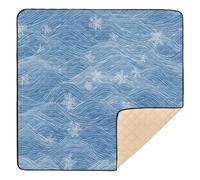 Delicato tappetino da gioco antiscivolo per bambini, motivo a onde e fiocchi di neve, leggero, per far gattonare la pancia e gattonare, per neonati, neonati, bambini, 127 x 127 cm