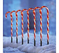 DELICHTER Catena luminosa a LED con 8 bastoncini di zucchero, rosso/bianco caldo, con 8 modalità, alimentata a corrente, illuminazione natalizia, decorazione per interni ed esterni (44 cm)