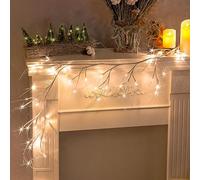 DELICHTER Ramo di luce bianca pura Rotang con 48 LED bianchi caldi, alimentato elettricamente, stringa di luci decorazione per camera da letto Indoor Outdoor Christmas Wall