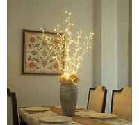 DELICHTER Set di 3 rami di luci con 114 LED, luce bianca calda, luci a forma di ramoscelli di salice, decorazione per interni ed esterni, Natale