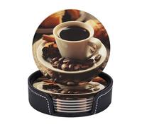 Delicious Coffee Set di 6 sottobicchieri con supporto in pelle sottobicchieri protezione da tavolo tappetino per tazza per bar decorazione tazza pad per tavolino cucina sala da pranzo