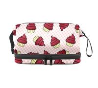 Delicious Cup Cake - Trousse per cosmetici a doppio strato, per donne e ragazze, trousse da viaggio per trucchi, pratica borsa organizer con scomparto per pennelli, Multi, 27x15x14 cm/10.6x5.9x5.5 in,