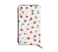 Delicious Cupcakes Portafoglio lungo in pelle con stampa - Portafoglio personalizzato alla moda, scomparti multipli per schede, pronto per il regalo, nero, Taglia unica