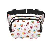 Delicious Cupcakes Print Square Waist Purse Double Layer Fanny BagTrendy Travel Marsupio per uomini e donne, nero, taglia unica, Nero, One Size