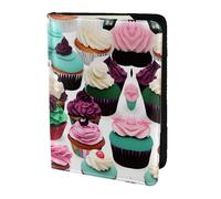 Delicious Cupcakes stampa porta passaporto in pelle per donne e uomini, portafoglio da viaggio porta passaporto, nero, Taglia unica