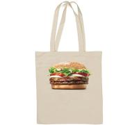 Delicious Double Burger Foot Graphic Natural Cotton Tote Bag Bianco