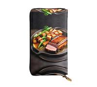 Delicious Grilled meat Print Leather Long Clutch Wallet - Portafoglio personalizzato alla moda, scomparti multipli per carte e portamonete, nero, taglia unica, Nero, One Size