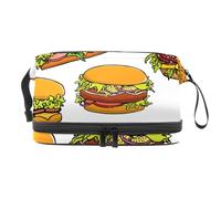 Delicious Sandwiches Tacos e Hamburger a doppio strato per donne e ragazze, borsa da viaggio per trucchi pratica borsa organizer con scomparto per pennelli, Multi, 27x15x14 cm/10.6x5.9x5.5 in, Beauty