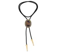 DELIGUO Bolo Cravatte per Uomo - Ovale in Pietra Naturale Cravatta Gioielli Vintage Regalo, Western Cowboy Matrimonio Corda in Pelle Ciondolo Collana Accessori Costume,Marrone,Taglia Unica