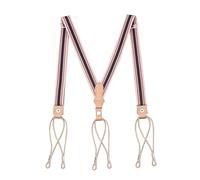 DELIGUO Bretelle da Uomo - 2,5 Cm Gentiluomo Vintage Primo Strato Bretelle in Pelle Fionda Pantaloni Elastici Cintura Cinturino per Uomo Donna Cinturino con Bottoni,Stripe,2.5Cm