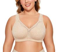 DELIMIRA Donna Reggiseno Cotone Senza Ferretto a Copertura Totale Comodo e Morbido Senza Imbottitura Taglie Forti Farina d'avena Heather 5D