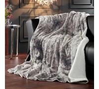Delindo Lifestyle Coperta in pelliccia sintetica morbida XXL con effetto pelliccia di agnello, sherpa, grigio, 150x200 cm