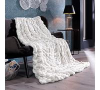 Delindo Lifestyle Coperta in pelliccia sintetica Oxford, morbida, 150 x 200 cm, colore: bianco