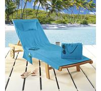 Delindo Lifestyle® MIAMI - Cuscino per sdraio da spiaggia, in spugna, con tasche e cuscini, pieghevole, in 100% cotone, 80 x 180 cm