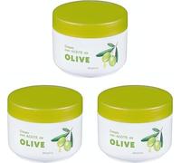 Deliplus - Set di 3 creme per il corpo con olio d'oliva, per tutti i tipi di pelle, confezione da 3 barattoli da 250 ml