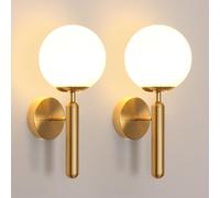 DELIPOP 2 Pezzi Applique da Parete Interno Oro, E27 Lampada da Parete Moderna co