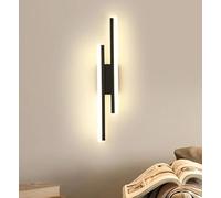 DELIPOP Applique da Parete Interno, 16W Lampada da Parete LED in Alluminio, Nero Moderna Lampada a Muro per Soggiorno Camera da Letto Scale Corridoio, Bianco Caldo 3000K