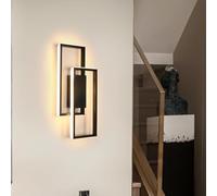 DELIPOP Applique da Parete Interno, 28W Lampada LED Moderno in Acrilico, Nero Lampada a Muro Creativa Illuminazione per Camera da Letto, Soggiorno, Scala, Corridoio, 3000K Bianca Calda