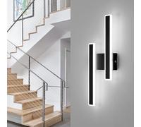 DELIPOP Applique da Parete Interno, 32W 3600LM Lampada da Parete LED Moderna, Bianco Freddo 6500K, Lampada a Muro Nero Alluminio per Soggiorno Corridoio Scale