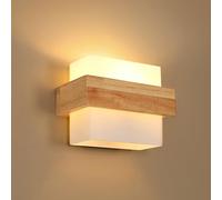 DELIPOP Applique da Parete Interno E27, Lampada da Parete Vintage in Legno, 3 Temperatura Colori 3000k/4500k/6500k Lampada a Muro per Camera da Letto, Soggiorno, Corridoio, Scale, Con lampadina