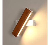 DELIPOP Applique da Parete Interno, Lampada da Parete LED Moderna 360° Girevole, Lampada da Comodino, Lampada a Muro in Legno per Camera da Letto Soggiorno Corridoio, 3000K Bianco Caldo