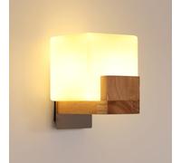 DELIPOP Applique da Parete Interno Legno, E27 Lampada da Parete Vintage, Lampade a Muro con Design Quadrato per Camera da Letto, Soggiorno, Corridoio, Scale
