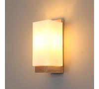 DELIPOP Applique da Parete Interno Legno, Lampada da Parete Vintage in Vetro, E27 Illuminazione Interni Lampada a Muro per Camera da Letto Corridoio Soggiorno Scala