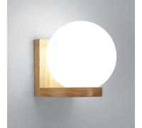 DELIPOP Applique da Parete Interno Legno, Vintage Lampada da Parete con Paralume di Vetro, E27 Lampada a Muro per Camera da Letto, Soggiorno, Corridoio, Scale