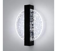 DELIPOP Applique da Parete Interno Nero, 12W 1350LM Creativo Rotonda Lampada da Parete LED Moderna, Lampada a Muro in Acrilico per Camera da Letto Soggiorno Corridoio Scale, Bianco Freddo 6500K
