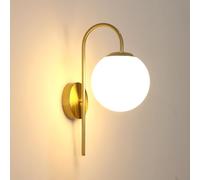 DELIPOP Applique da Parete Interno Vintage, E27 Moderno Lampada da parete con Paralume di Vetro 15CM, Oro Lampada a Muro per Soggiorno Camere da Letto Studio Corridoio