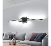 DELIPOP Applique LED da Parete Interno, 27W Lampada da Parete Moderna in Alluminio, Bianco Freddo 6500K Lampada a Muro per Soggiorno Camera da Letto Scale Corridoio, Nero