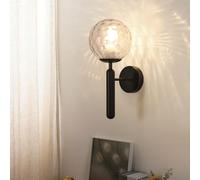 DELIPOP Lampada da parete Moderno, E27 Vintage Applique da Parete Interno con Sfera di Vetro, Nero Lampada a Muro per Camera da letto, Soggiorno, Corridoio