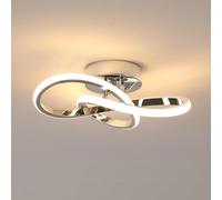 DELIPOP Lampada da Soffitto LED 22W 2500LM, Creativo Plafoniera LED Fiore, Argento Lampadario a Soffitto per Sala da Pranzo, Soggiorno, Corridoio, Cucina, Bianco Caldo 3000K
