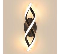 DELIPOP Moderno Applique da Parete, 16 W 1800LM Lampada da Parete Interno, Appliques Camera da Letto Design Curvo 3000K Luce Bianca Calda per Soggiorno Camera da Letto Scale Corridoio, Nero