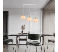 Delipop Nordic Design Lampadario a 3 teste, paralume in vetro smerigliato fatto a mano, combinazione in legno e metallo, illuminazione premium per sala da pranzo