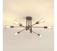 DELIPOP Plafoniera Bronzo Soffitto Vintage, 6 Luci E27 Lampadario Camera da Letto in Metallo, Regolabile 180° Lampadario Soggiorno Moderno per Cucina, Sala da Pranzo, Camera da Letto, Soggiorno