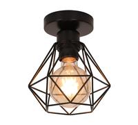 DELIPOP Plafoniera Industriale E27, Lampada da Soffitto Vintage Nero in Metallo, Lampada a Sospensione Design Gabbia per Corridoio, Portico, Salone, Cucina, Soggiorno, Camera da Letto