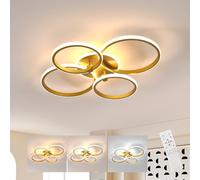DELIPOP Plafoniera LED Dimmerabile 39W con Memoria e Telecomando, Oro