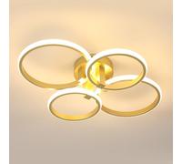 DELIPOP Plafoniera LED Soffitto 56W 6300lM, Lampada da Soffitto Moderno Oro, 4 Anelli Rotondo Lampadario Soggiorno per Cucina, Soggiorno, Camera da Letto, Ufficio, Luce Calda 3000K