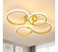 DELIPOP Plafoniera LED Soffitto 58W 6525lM, Lampada da Soffitto Moderno Oro, 4 Anelli Rotondo Lampadario Soggiorno per Cucina, Soggiorno, Camera da Letto, Ufficio, Luce Calda 3000K