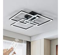 DELIPOP Plafoniera LED Soffitto Dimmerabile, 40W Lampada da Soffitto con Telecomando 3000K-6500K, Funzione di Memoria, Lampadario LED Moderno per Soggiorno Camera da Letto Sala, Nero