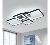DELIPOP Plafoniera LED Soffitto Dimmerabile, 54W Lampada da Soffitto Moderna con Telecomando 3000K-6500K, Funzione di Memoria, Nero Lampadario Cameretta per Soggiorno Camera da Letto Cucina Pranzo