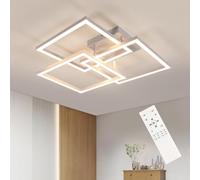 DELIPOP Plafoniera LED Soffitto Dimmerabile 62CM, 40W 4500LM Bianco Lampadario LED Soffitto Quadrata con Telecomando 3000K - 6500K, Lampadario Moderna per Soggiorno Camera da Letto Cucina