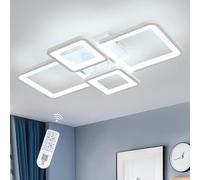 DELIPOP Plafoniera LED Soffitto Moderna, 54W Dimmerabile Lampada da Soffitto con Telecomando 3000K-6500K, Funzione di Memoria, Bianco Lampadario Soggiorno per Camera da Letto, Cucina, Sala da Pranzo
