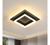 DELIPOP Plafoniera LED Soffitto Quadrata Moderno, 30W 3375LM Lampada da Soffitto a LED Acrilico Creativo, Lampadario Nera per Camera da Letto Cucina Bagno Corridoio, Luce Bianco Caldo 3000K