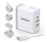 Delippo 65W 5 V-2,4 A USB C Charger PD & QC 3.0 USB 3 in 1 Travel Wall Charger Adapter Compatible For Nintendo,Google Pixel,Galaxy S9 S8 iPhone, for MacBook 12, for Dell, for HP More