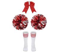 DELIVESS Costume da cheerleader per bambine, uniforme da cheerleader, con camicia, per feste di Halloween, 10-11 anni (150, rosso)